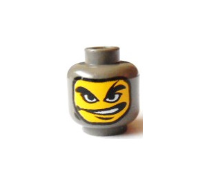 LEGO Dark Gray Minifigure Head with Decoration (Safety Stud) (3626)