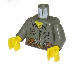 LEGO Donkergrijs Minifigure Torso Jungle Shirt met Pockets en Guns in Riem met Dark Grijs Armen en Geel Handen (973 / 73403)