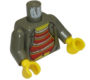 LEGO Dark Gray Mr Cunningham Torso with Red and Silver Stripes with Dark Gray Arms and Yellow Hands (973)