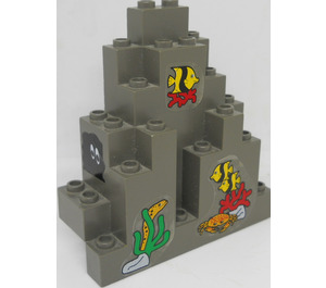 LEGO Dark Gray Panel 3 x 8 x 7 Rock Triangular with 5 Sea Creatures Sticker (6083)