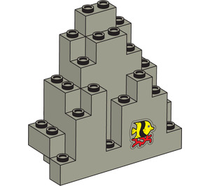 LEGO Donkergrijs Paneel 3 x 8 x 7 Steen Driehoekig met Vis Onderkant Sticker (6083)