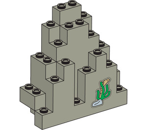 LEGO Gris foncé Panneau 3 x 8 x 7 Osciller Triangulaire avec Sea Herbe Autocollant (6083)