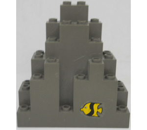 LEGO Dark Gray Panel 3 x 8 x 7 Rock Triangular with sticker from set 6560 (6083)