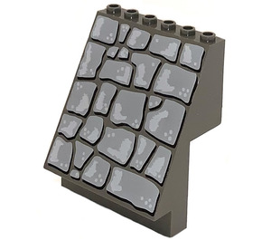 LEGO Grigio scuro Pannello 6 x 4 x 6 Sloped con Roccia (30156)