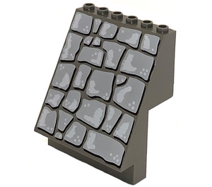 LEGO Dark Gray Panel 6 x 4 x 6 Sloped with Rock (30156)