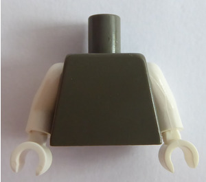 LEGO Dark Gray Plain Minifig Torso with White Arms and White Hands (76382 / 88585)