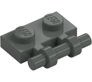 LEGO Dunkelgrau Platte 1 x 2 mit Griff (Offene Enden) (2540)