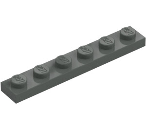 LEGO Donkergrijs Plaat 1 x 6 (3666)