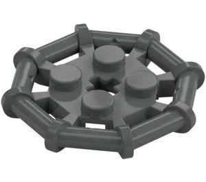 LEGO Donkergrijs Plaat 2 x 2 met Staaf Kader Octagonal (Noppen met snijranden) (30033)