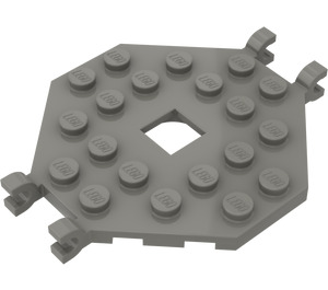 LEGO Dunkelgrau Platte 6 x 6 Open Mitte ohne 4 Ecken mit 4 Clips (2539)