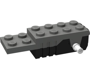 LEGO Gris foncé Pullback Motor 6 x 2 x 1.3 avec blanc Shafts et Noir Base
