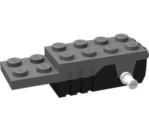 LEGO Dunkelgrau Pullback Motor 6 x 2 x 1.3 mit Weiß Shafts und Schwarz Basis (42288 / 42853)