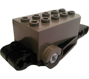 LEGO Tmavě šedá Pullback Motor s černou základnou a bez nosníků (32283 / 76098)