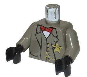 LEGO Mørkegrå Sheriff Torso med Vest, Butterfly og Pocket Watch (973 / 73403)