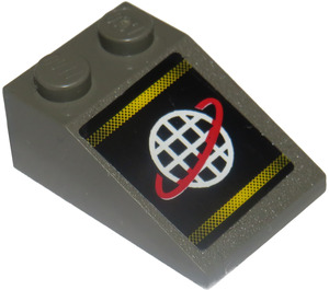 LEGO Dark Gray Slope 2 x 3 (25°) with Alpha Team Globe Sticker with Rough Surface (3298)