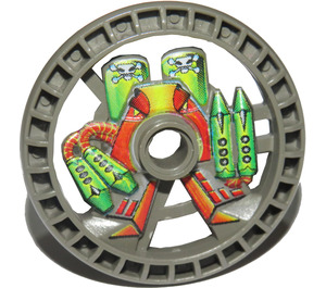 LEGO Donkergrijs Technic Disk 5 x 5 met Krab met Toxic (32357)