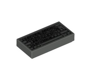 레고 짙은 회색 타일 1 x 2 ~와 함께 PC Keyboard 무늬 그루브와 함께 (46339 / 50311)