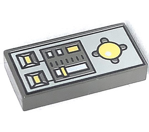 LEGO Dark Gray Tile 1 x 2 with Yellow Buttons and Knob Controls with Groove (3069 / 49038)