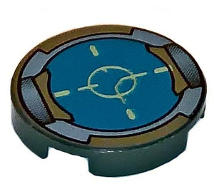 LEGO Dark Gray Tile 2 x 2 Round with Reticle with "X" Bottom (4150)