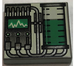 LEGO Ciemny szary Płytka 2 x 2 z Zielony Cylinder I Graph z rowkiem (3068)