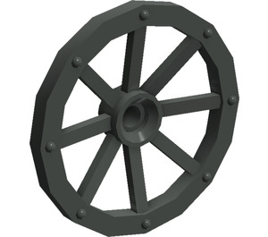 LEGO Dark Gray Wagon Wheel Ø33.8 with 8 Spokes with Notched Hole (4489)