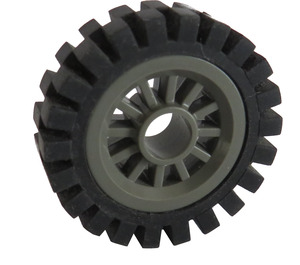 LEGO Dark Gray Wheel Centre Spoked Small with Narrow Tire 24 x 7 with Ridges Inside