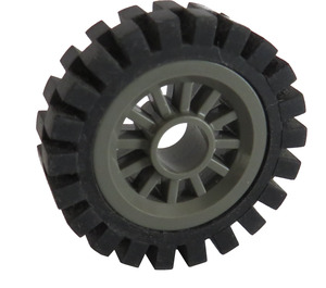 LEGO Gris Foncé Wheel Centre Spoked Small with Narrow Tire 24 x 7 with Ridges Inside