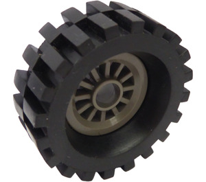 LEGO Dark Gray Wheel Centre Spoked Small with Tire 30 x 10.5 with Ridges Inside