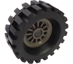 LEGO Dunkelgrau Wheel Centre Spoked Small with Tire 30 x 10.5 with Ridges Inside