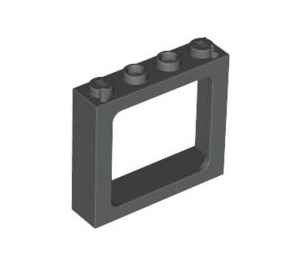 LEGO Mörkgrå Fönsterkarm 1 x 4 x 3 (mittknoppar ihåliga, yttre knoppar solida) (6556)