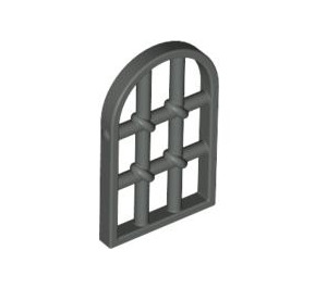 LEGO Dark Gray Window Pane 1 x 2 x 2.7 Rounded Top with Twisted Bars (30045)