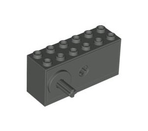 LEGO Donkergrijs Windup - Motor 2 x 6 x 2 1/3 Assembly met verhoogde asbasis (lange as) (42073)