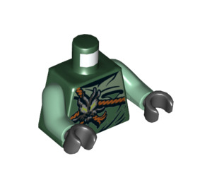 LEGO Donkergroen Airjitzu Morro Minifiguur Torso (973 / 76382)