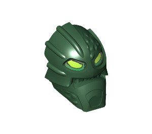 LEGO Dark Green Bionicle Inika Toa Kongu Head with Lime Eyes (56660)