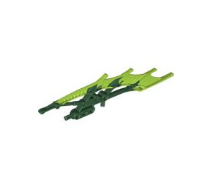 LEGO Vert Foncé Bionicle Arme Bouclier Demi Côtelé Étroit avec Marbré Citron Vert Bord (64264 / 64267)