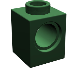 LEGO Dunkelgrün Backstein 1 x 1 mit Loch (6541)