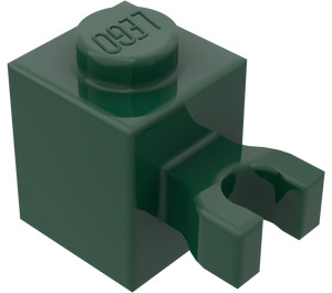 LEGO Dunkelgrün Backstein 1 x 1 mit Vertikale Clip ('U'-Clip, fester Bolzen) (30241 / 60475)