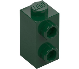 LEGO Dunkelgrün Stein 1 x 1 x 1.6 mit Zwei Seitennoppen (32952)