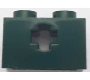 LEGO Vert foncé Brique 1 x 2 avec Essieu Trou (ouverture '+' et support de goujon inférieur) (32064)