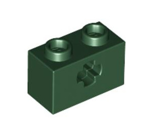 LEGO Dark Green Brick 1 x 2 with Axle Hole ('+' Opening and Bottom Tube) (31493 / 32064)