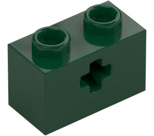 LEGO Donkergroen Steen 1 x 2 met As gat ('X'-opening) (32064)