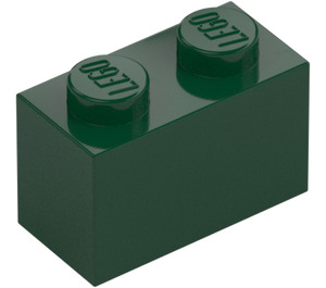 LEGO Dark Green Brick 1 x 2 with Bottom Tube (3004 / 93792)