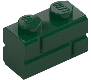 LEGO Donkergroen Steen 1 x 2 met Embossed Bricks (98283)