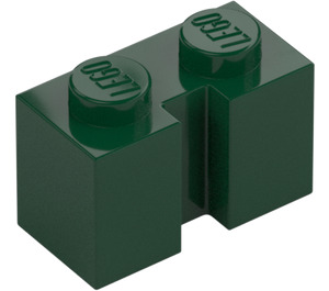 LEGO Mörkgrön Kloss 1 x 2 med skåra (4216)