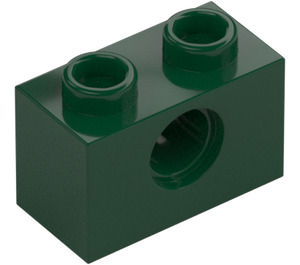 LEGO Tmavě zelená Kostka 1 x 2 s otvor (3700)