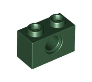 LEGO Dunkelgrün Backstein 1 x 2 mit Loch (3700)