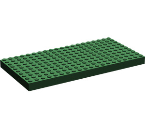 LEGO Dark Green Brick 10 x 20 without Bottom Tubes, with 4 Side Supports and '+' Cross Support (Early Baseplate)