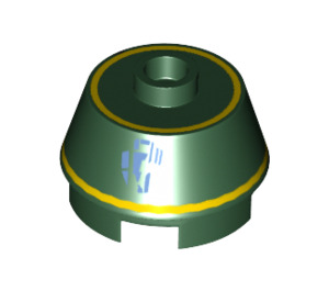 LEGO Donkergroen Steen 2 x 2 Rond met Sloped Zijkanten met R1 Droid Hoofd (18093 / 98100)