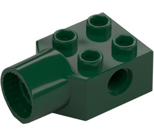 LEGO Dark Green Brick 2 x 2 with Hole and Rotation Joint Socket (48169 / 48370)