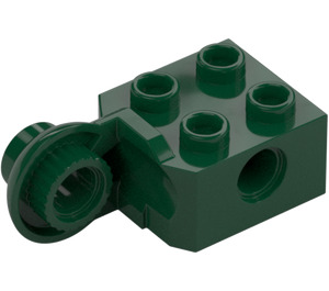 LEGO Dark Green Brick 2 x 2 with Hole, Half Rotation Joint Ball Vertical (48171 / 48454)